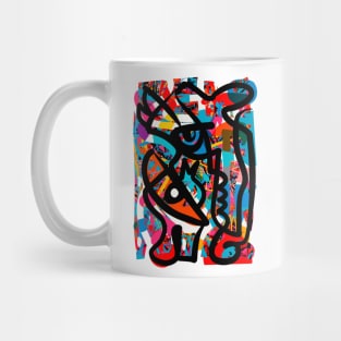 Abstract Graffiti Creatures Black and White Mug